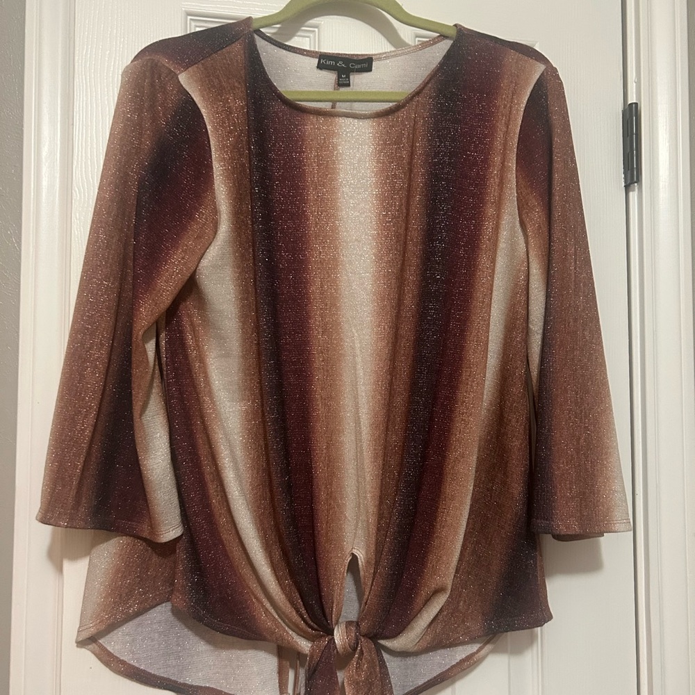 Shimmer tie front shirt nwt
